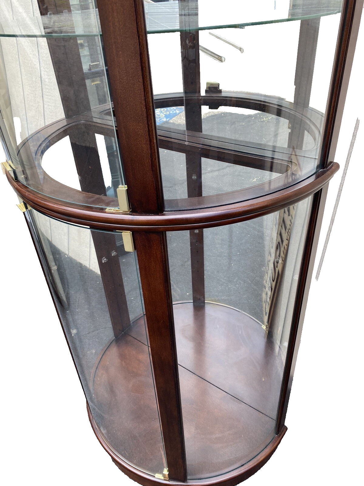 65533  MERIDAN Furnitute Bow Glass Curio Cabinet w/ Plate Glass Shelves