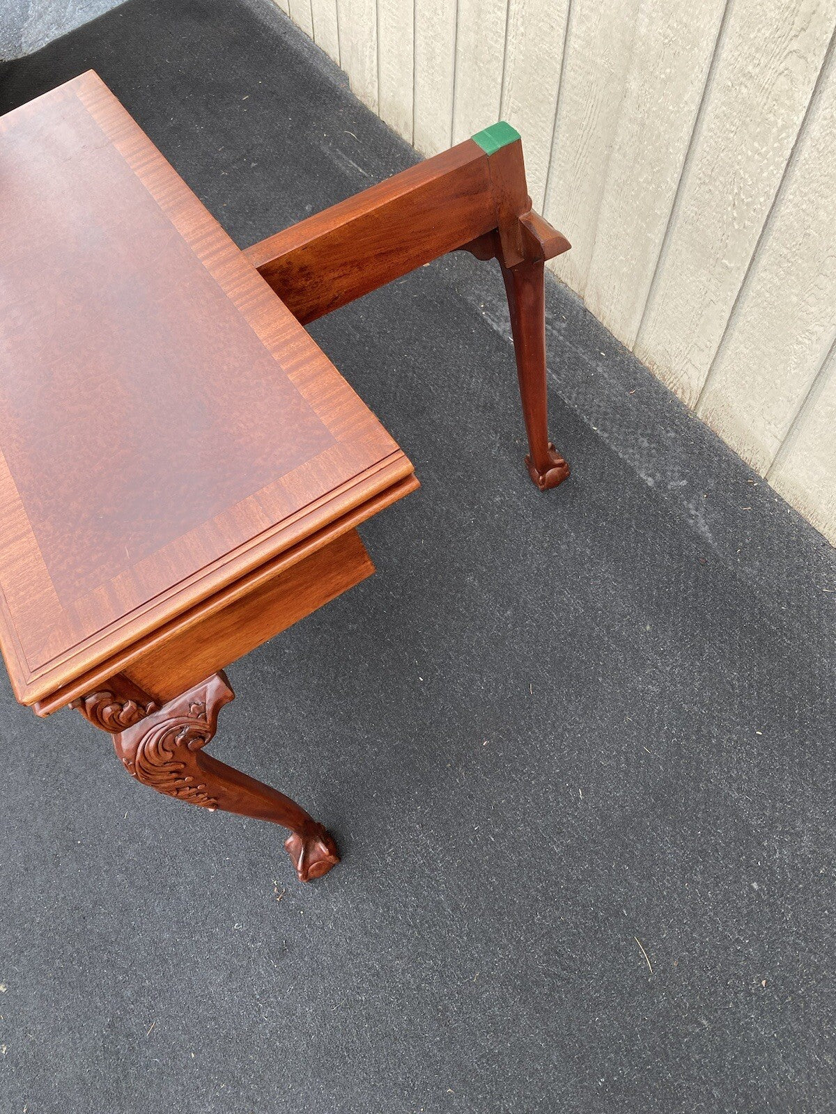 64531 Banded Mahogany  Ball And Claw Foot Carved Flip Top Game ? Dining  Table