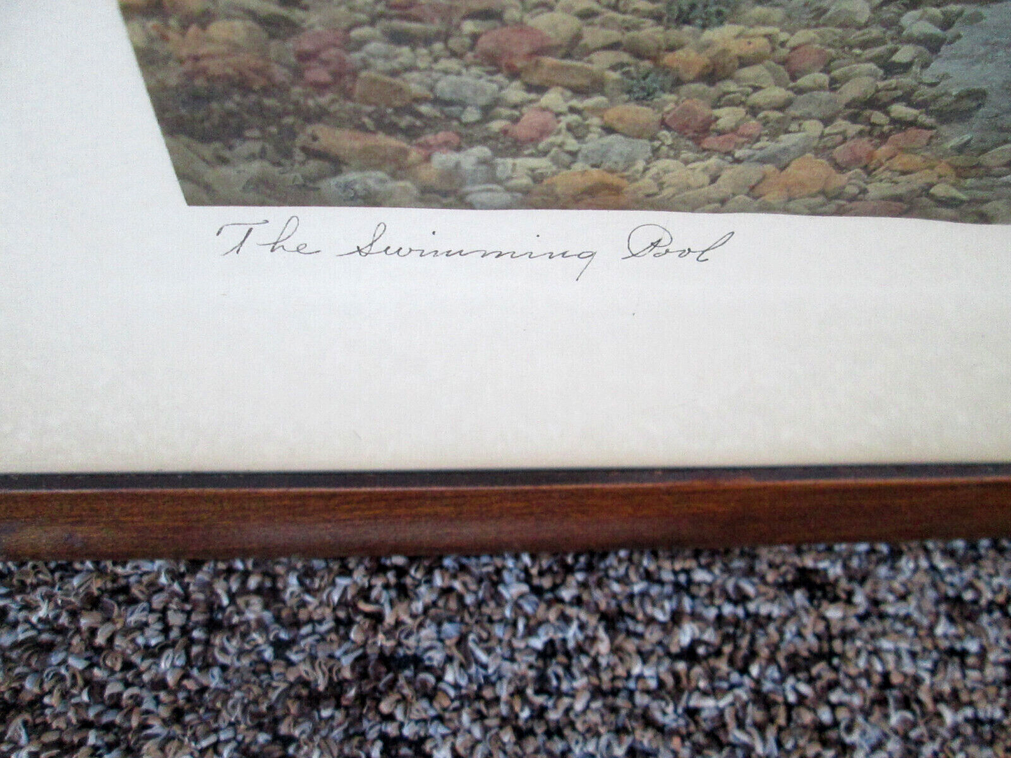 ART-WN  WALLACE NUTTING "The Swimming Pool" HAND TINTED SIGNED FRAMED PRINT