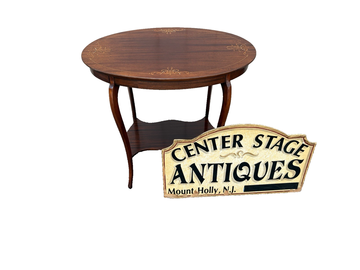 66976 Oval Mother of Pearl Inlaid Lamp Table Stand