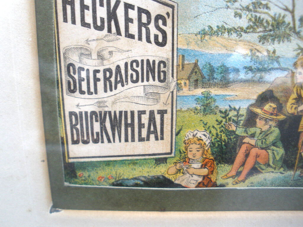 COL WW -  VINTAGE FRAMED ADVERTISING PRINT "HECKERS' SELFRAISING  BUCKWHEAT"