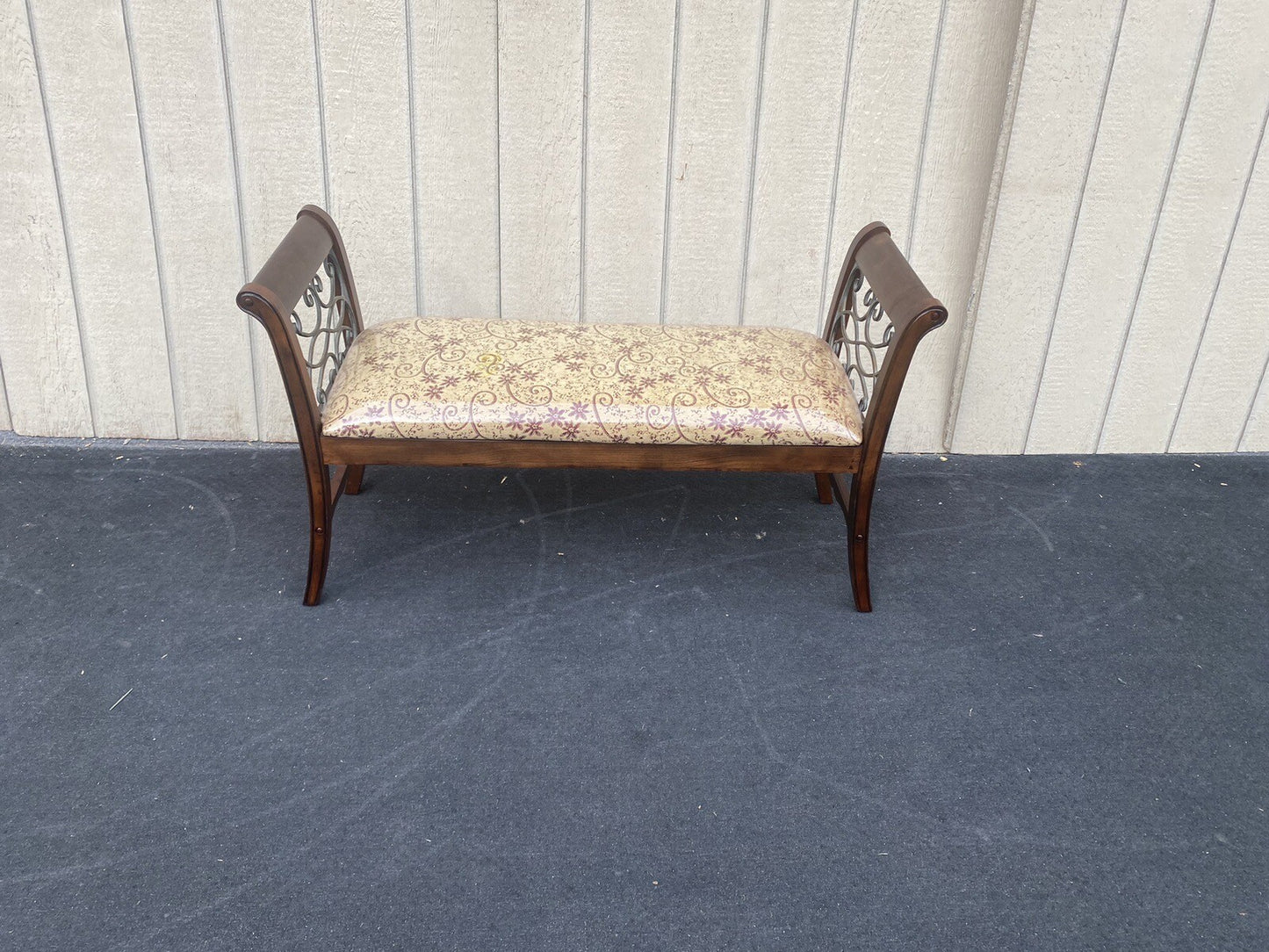 64841    Decorator Window Bench Stool with scrolled iron Sides