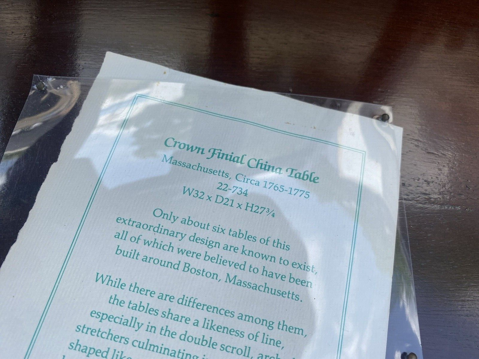 65698  SUTTON CENTURY  Reproductions  CROWN FINIAL CHINA  Mahogany Lamp Table