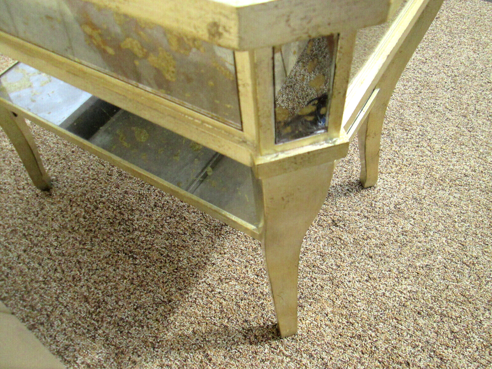 54541 Mirrored MID CENTURY Modern Glass Lamp Table Stand w/ Drawer Nightstand