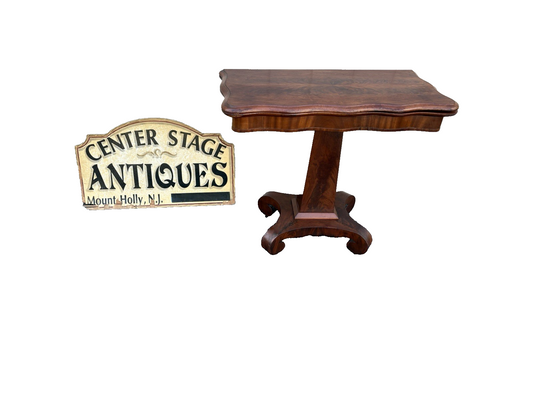 00001 Antique Empire Mahogany Flip Top Game Table Dining Table