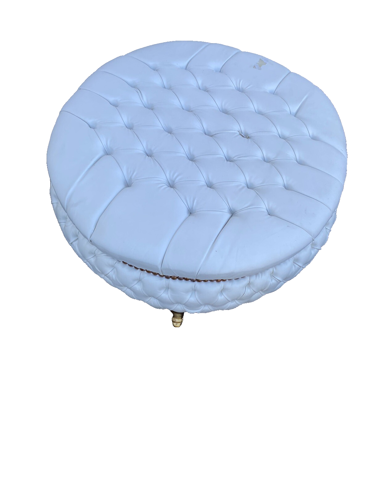 65422  Round Decorator Tufted Ottoman with Gold Legs