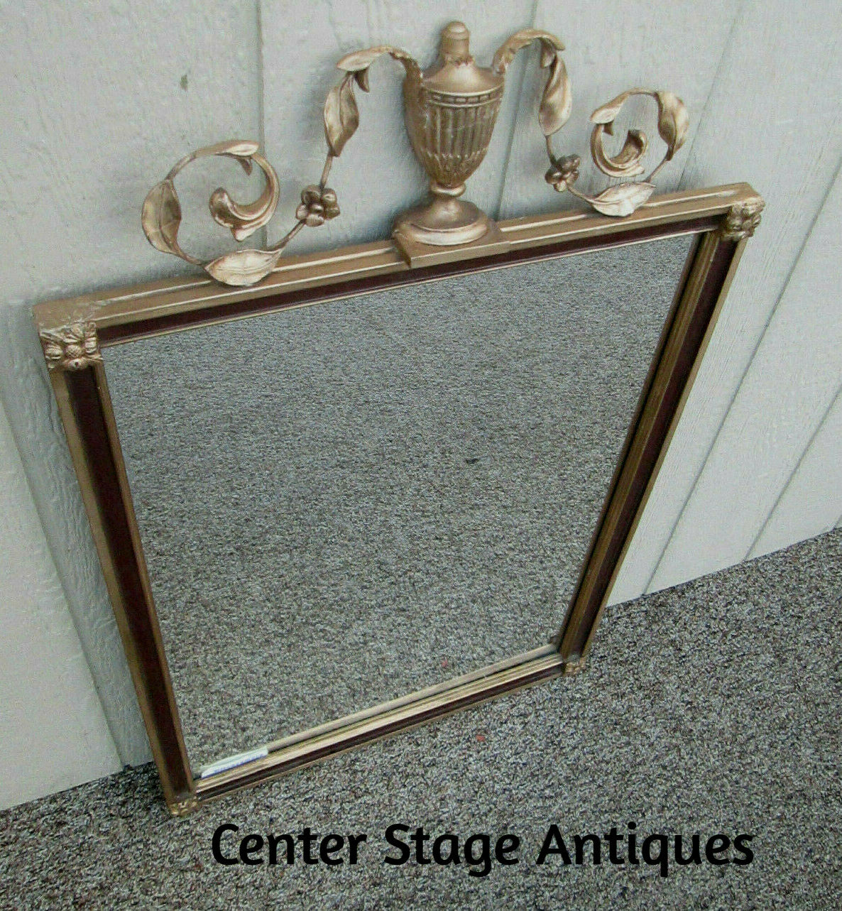 53167 Antique Wood and Gesso Urn Mirror