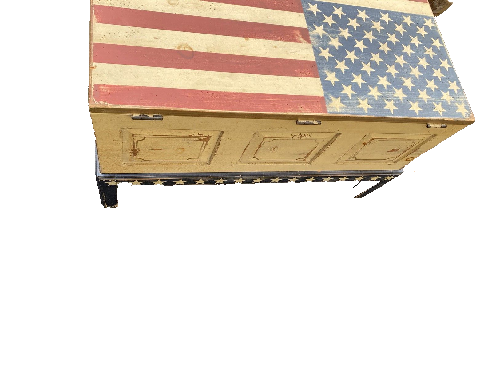 65174  Rustic  Primative Coffee Table with  STORAGE  Americana Flag Design