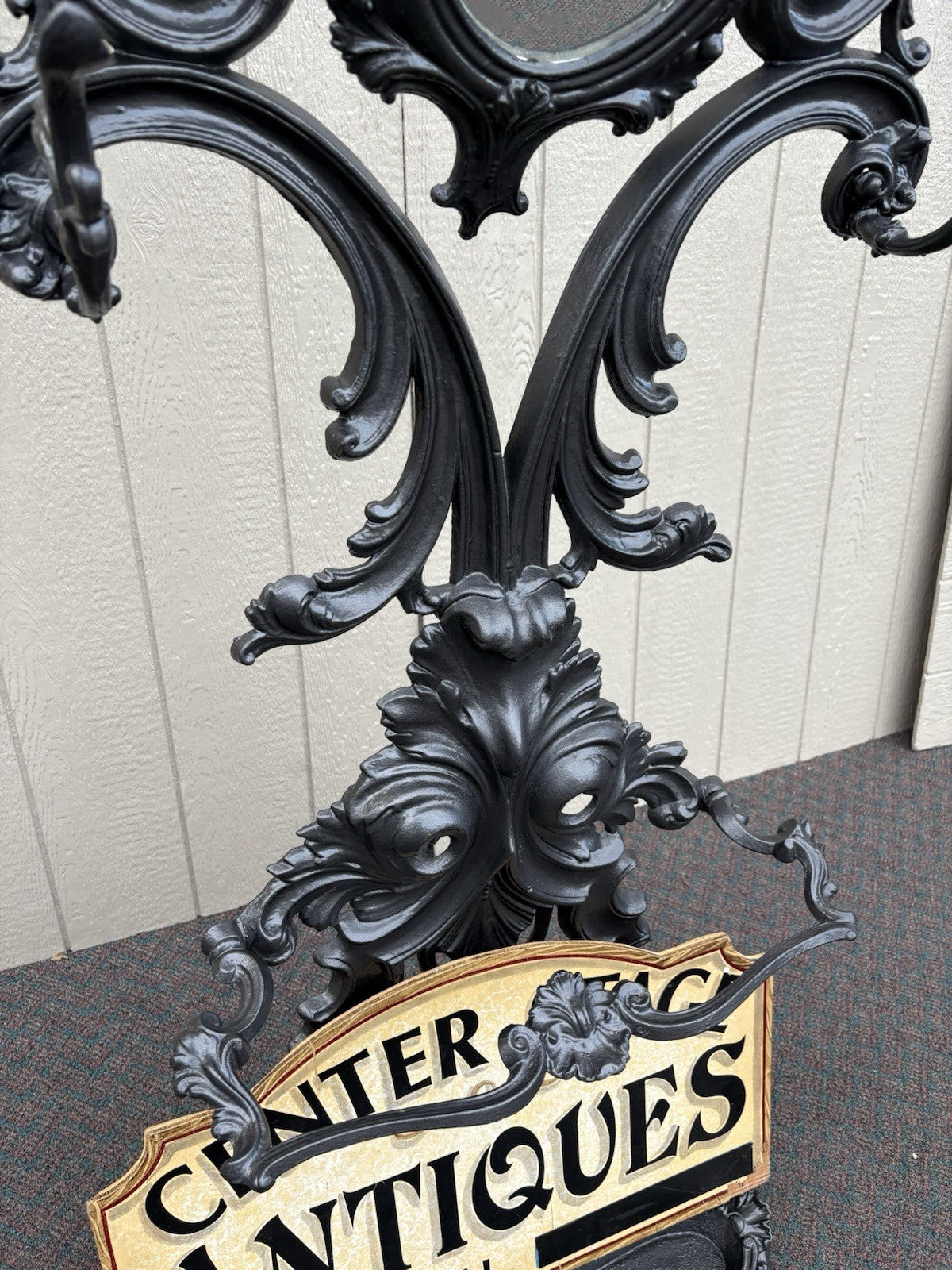 67150 Antique Victorian Cast iron Hat Rall With Mirror and Umbrella holders