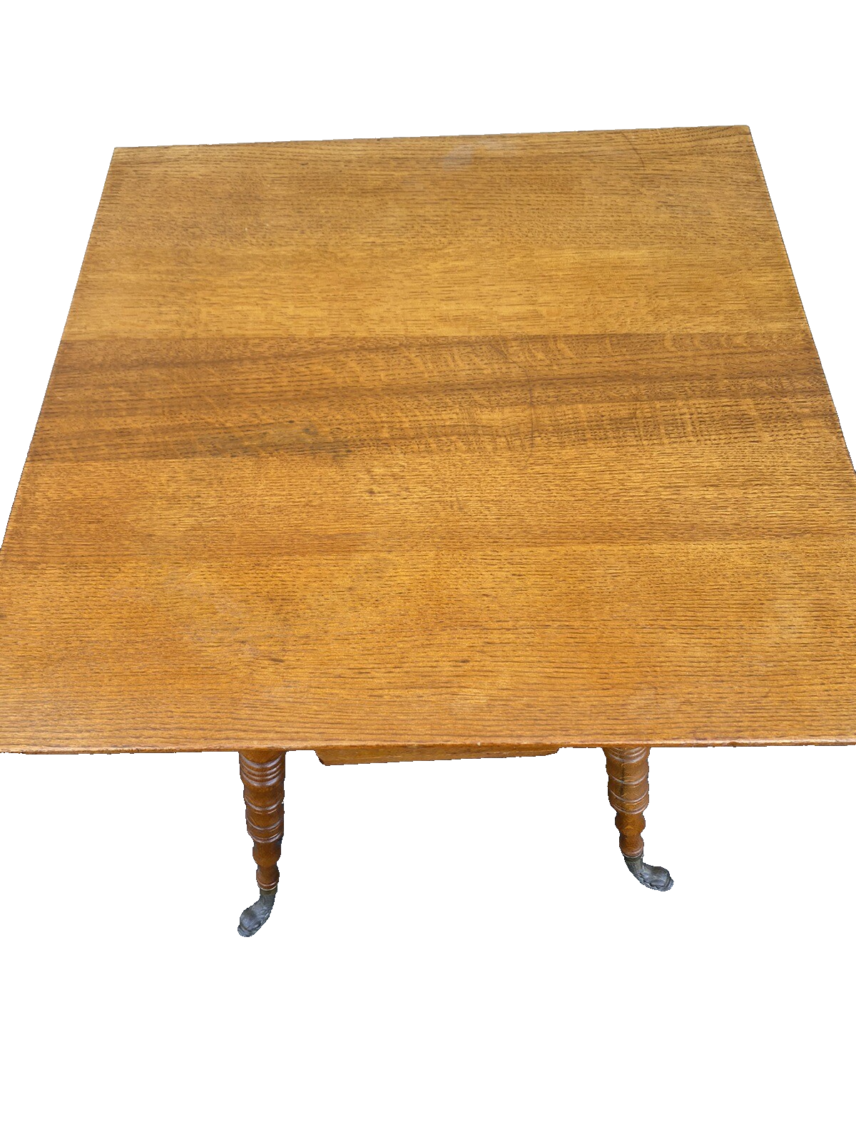 65163 Antique Victorian Oak Lamp Table Stand with Figural brass Feet