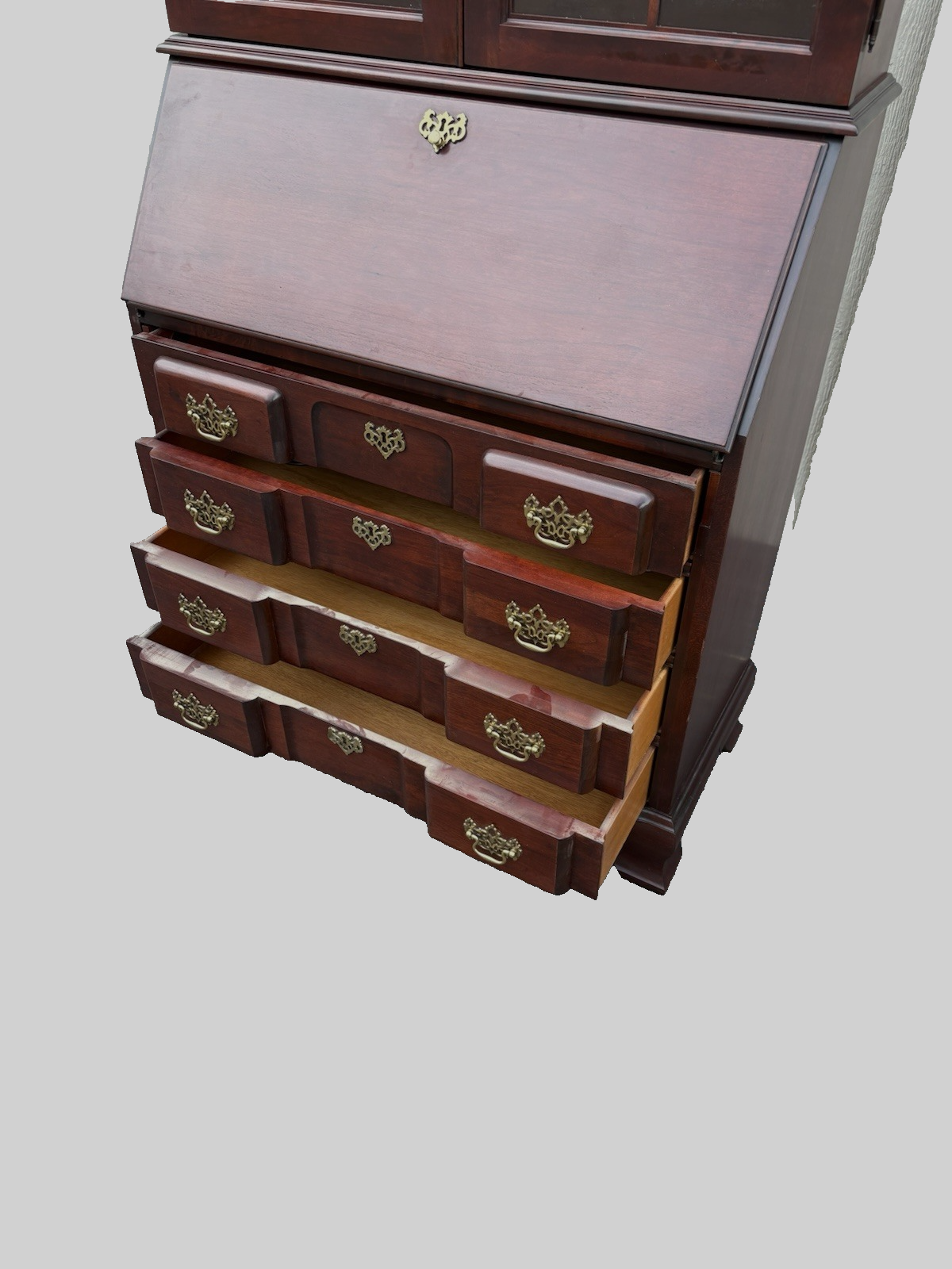 66938 Jasper Furniture Cherry Secretary Desk w/ Bookcase Top