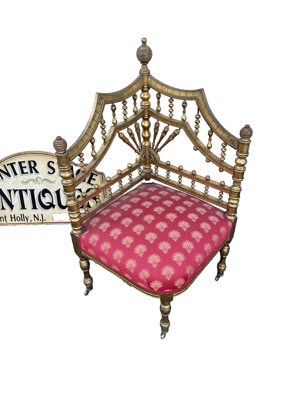 66148 Antique Victorian Stick and Ball Corner Chair