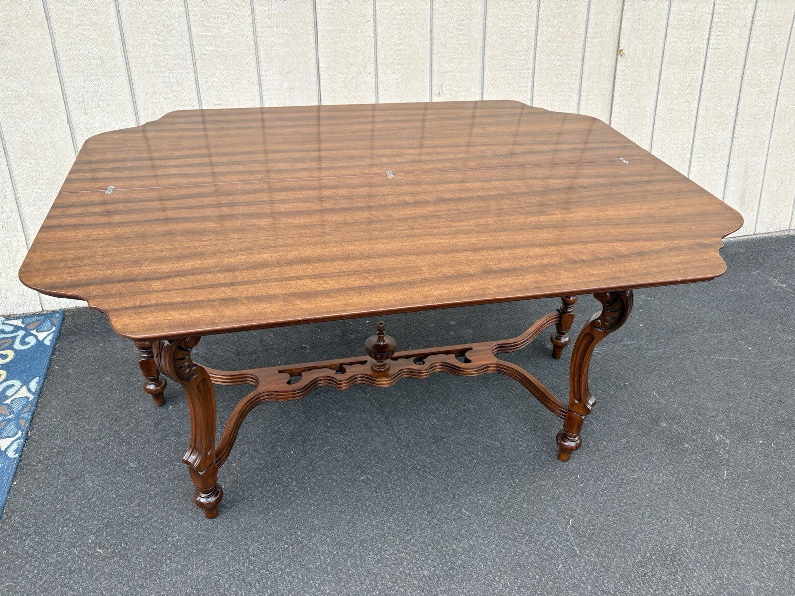 66885   Inlaid Antique Flip Top Sideboard Dining Table with Drawer