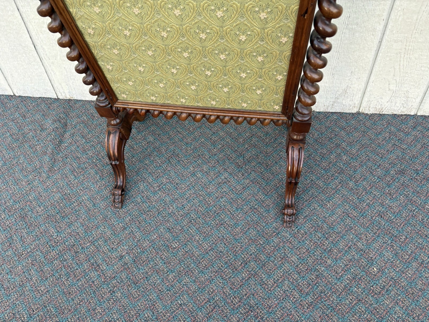 66905   Antique Victorian 2 Sided Walnut Fireplace Mantle Screen