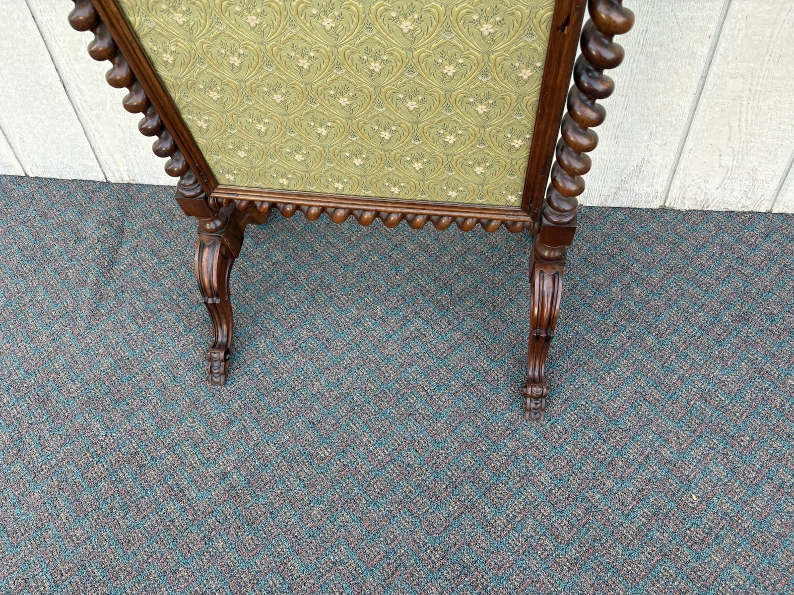 66905   Antique Victorian 2 Sided Walnut Fireplace Mantle Screen