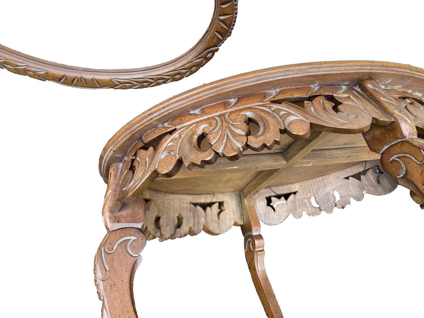 66546 Antique Walnut Tray Top Coffee Table Stand  RARE City Scape Design