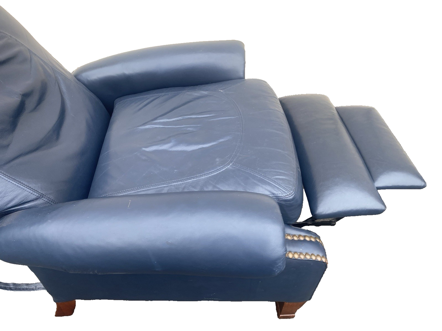 66007 QUALITY   Leather Bradington  Young Blue Recliner Chair