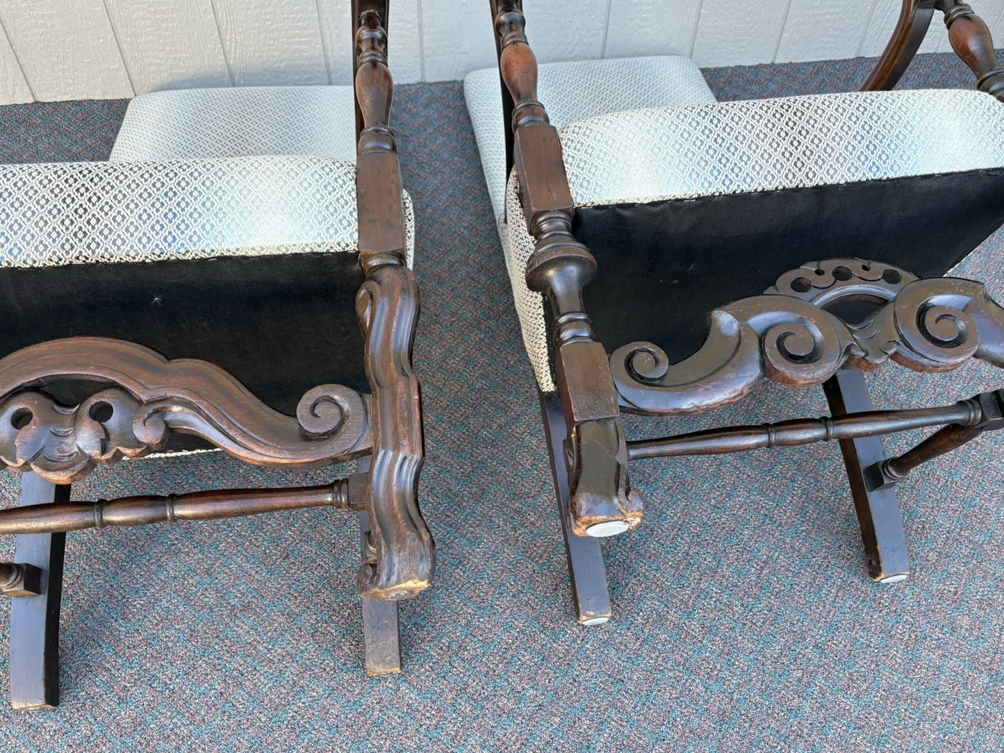 66083 PAIR Antique Throne Armchair Chair s