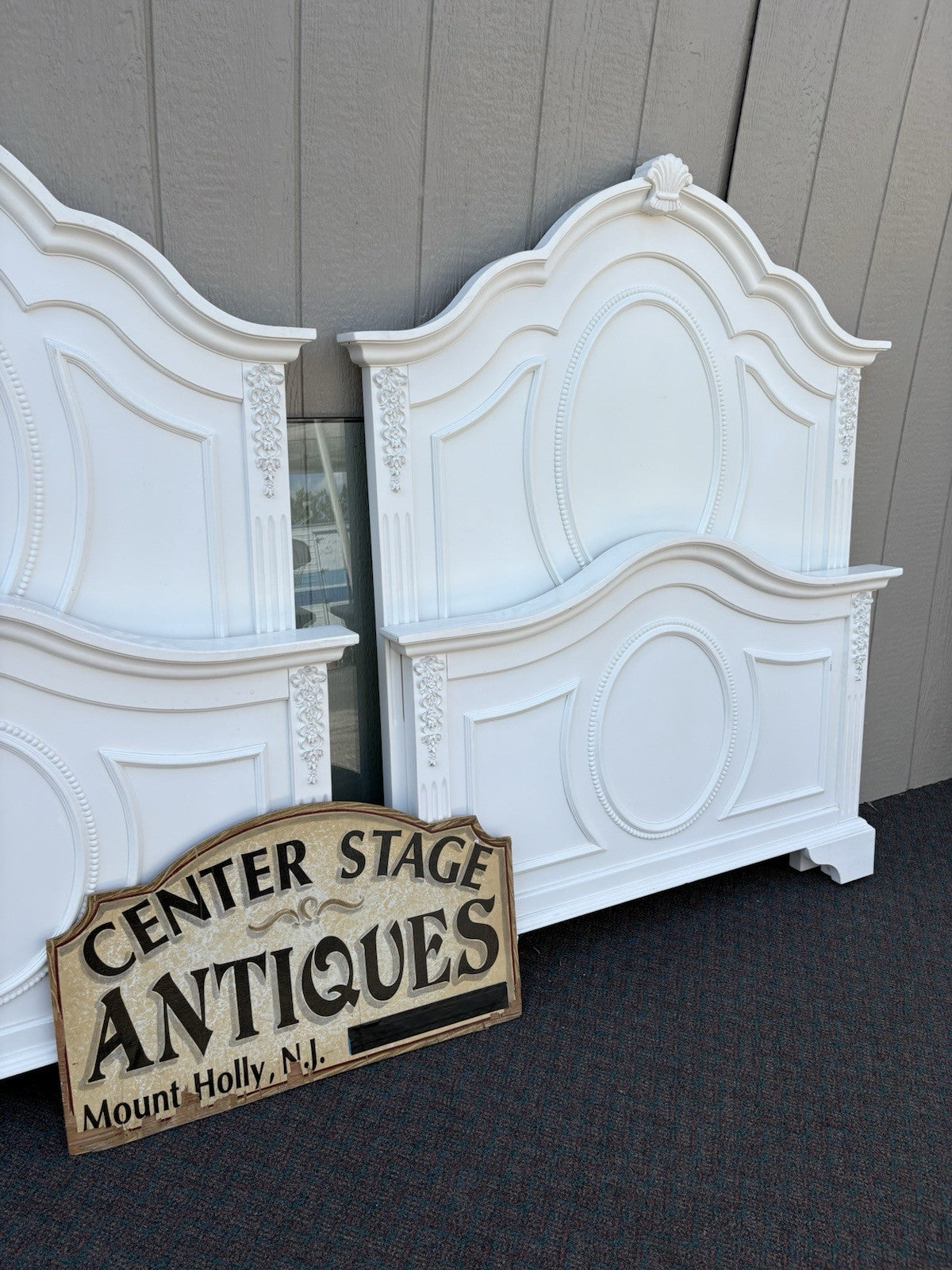 66151 Pair Fancy Twin Size Beds with Factory Finish