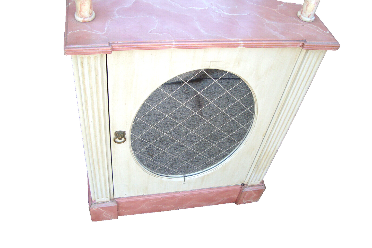 57980 Custom Faux Painted Wood Bookcase Curio Cabinet with Mirror