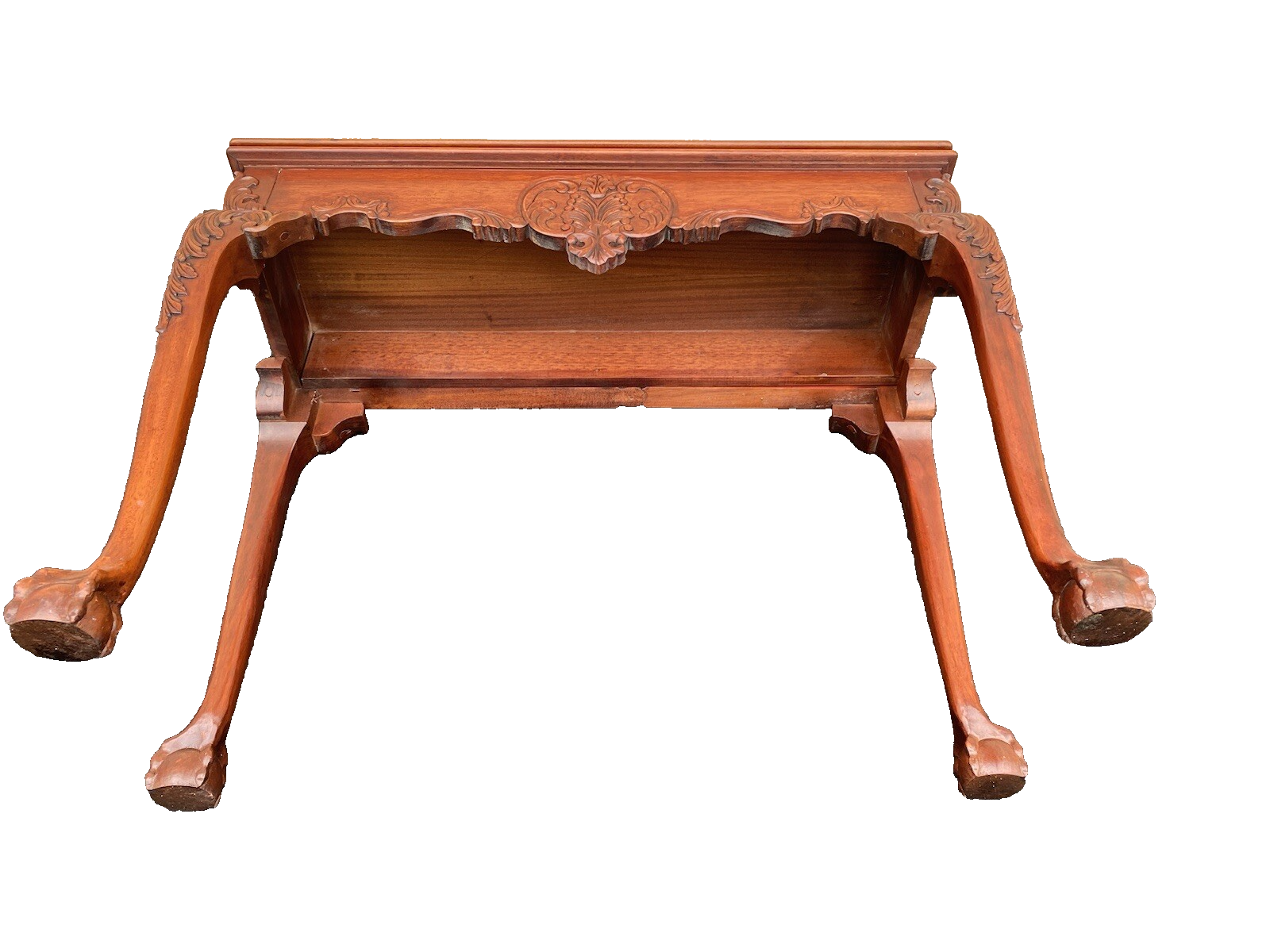 64531 Banded Mahogany  Ball And Claw Foot Carved Flip Top Game ? Dining  Table
