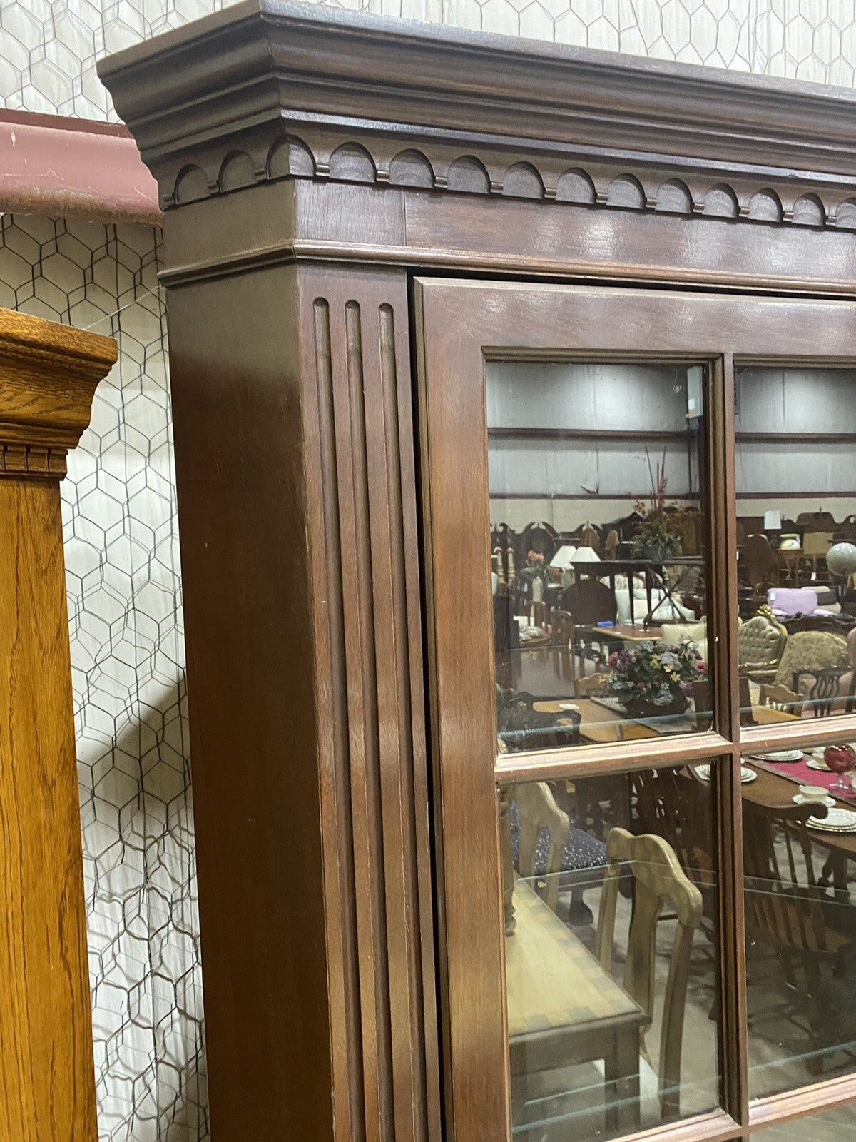 65051 Custom Hand Made Mahogany Corner China Cabinet Curio