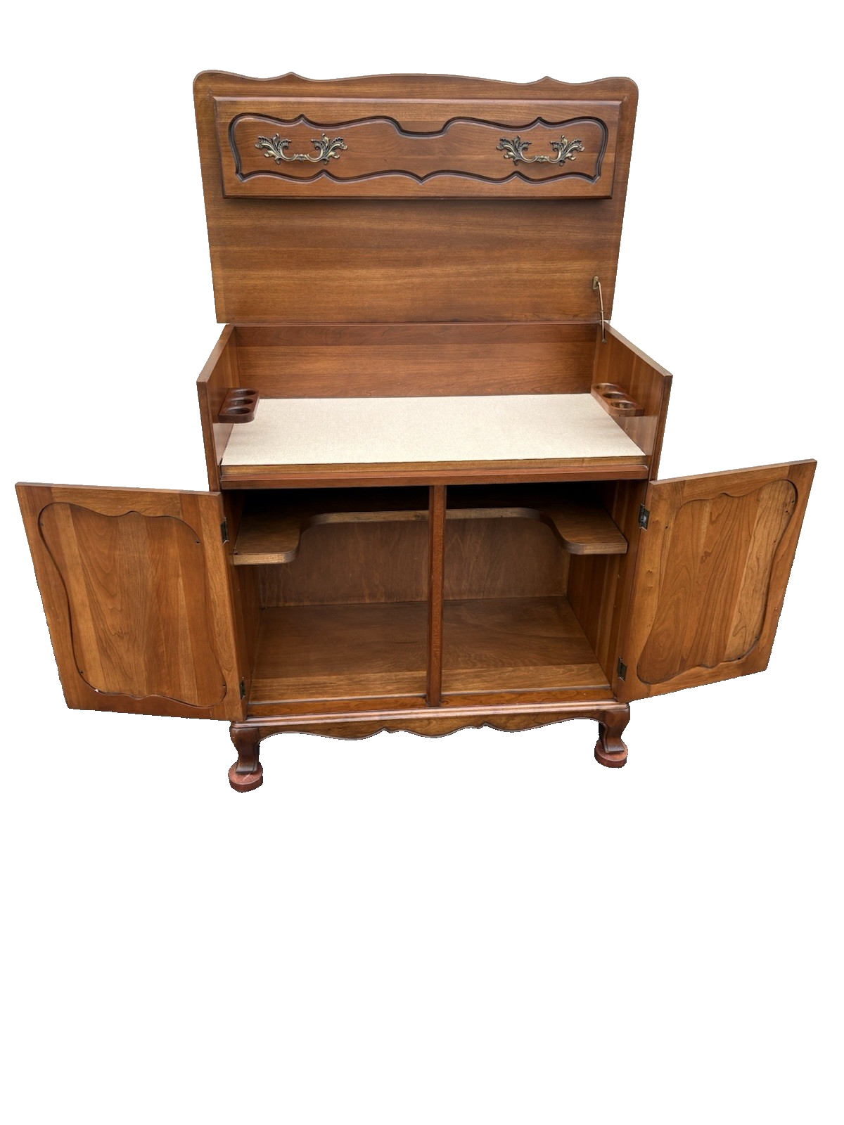 66666 Cherry Lift Top Bar Cart Server Liquor Cabinet