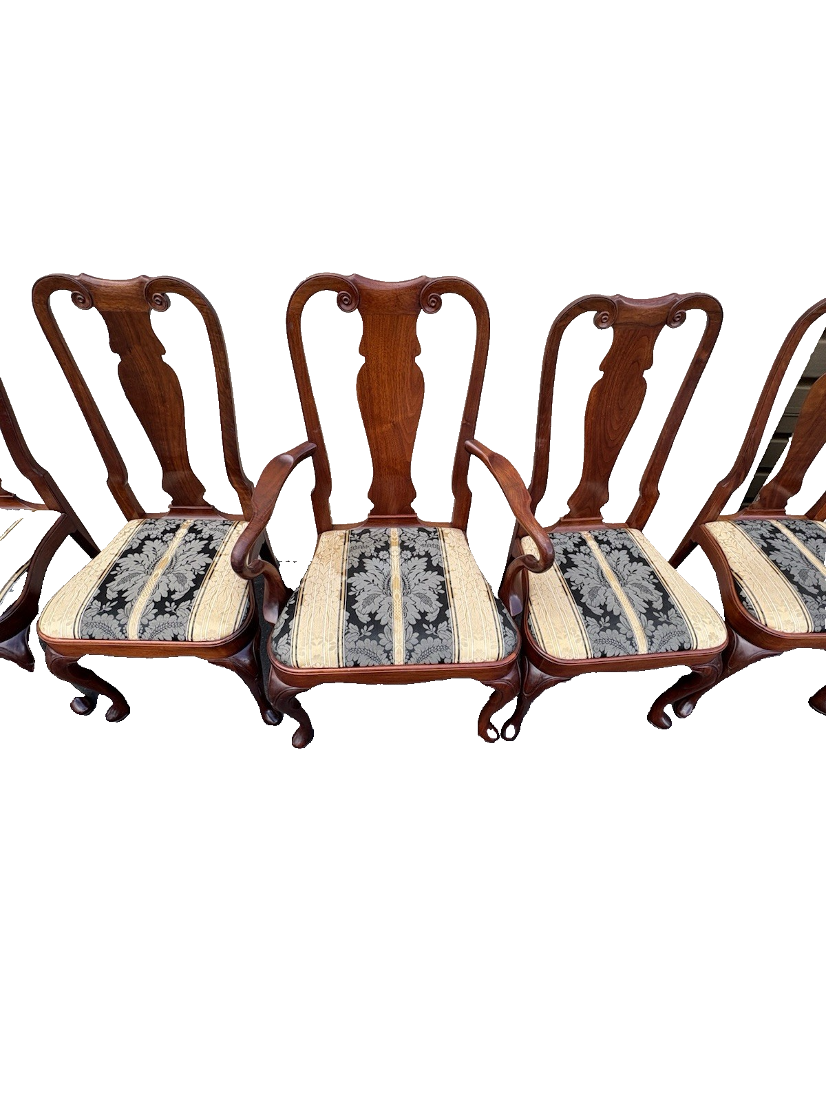 66643  Set of 6 Solid Mahogany Queen Anne Dining Chair s