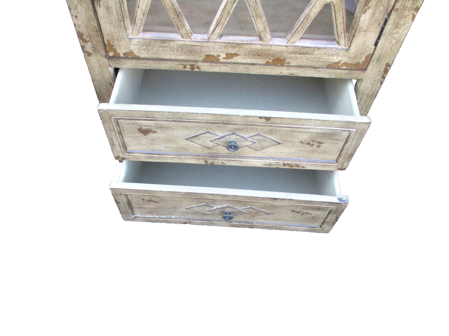 63754 Rustic Primitive Curio China Cabinet with plate glass shelves