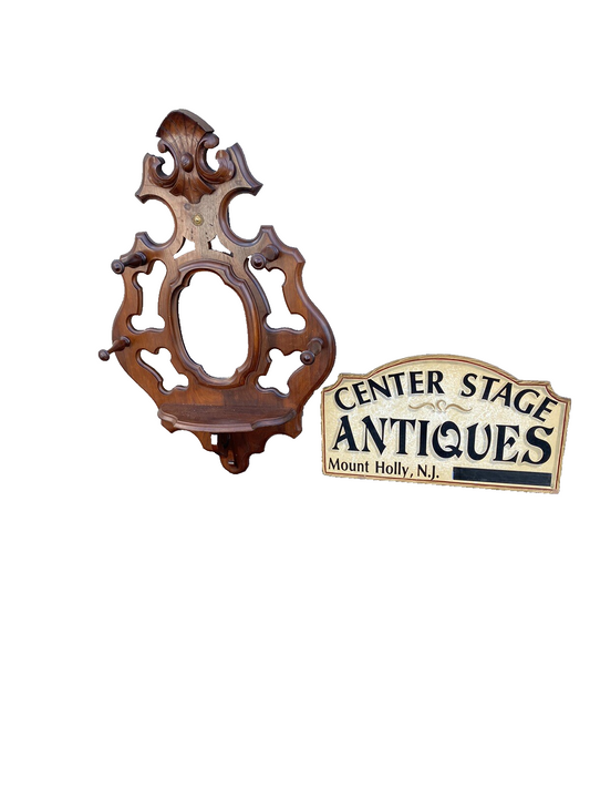 64821 Antique Victorian Walnut Hatrack Wall Mirror