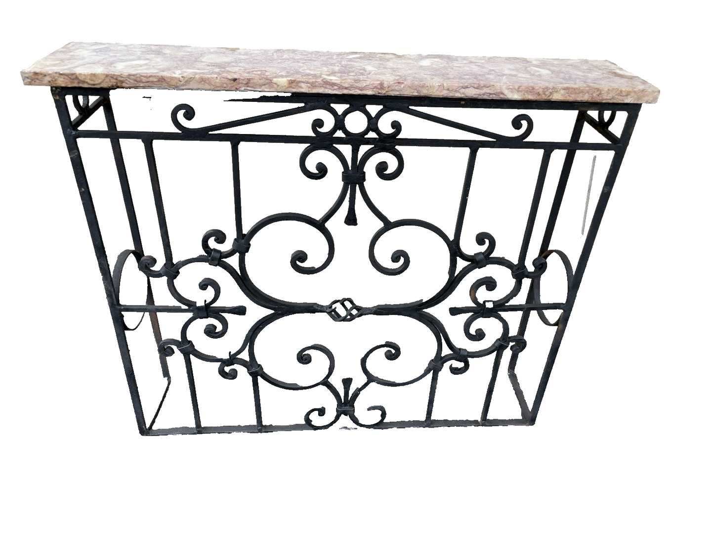 66802   Wrought Iron marble Top Console Table Stand