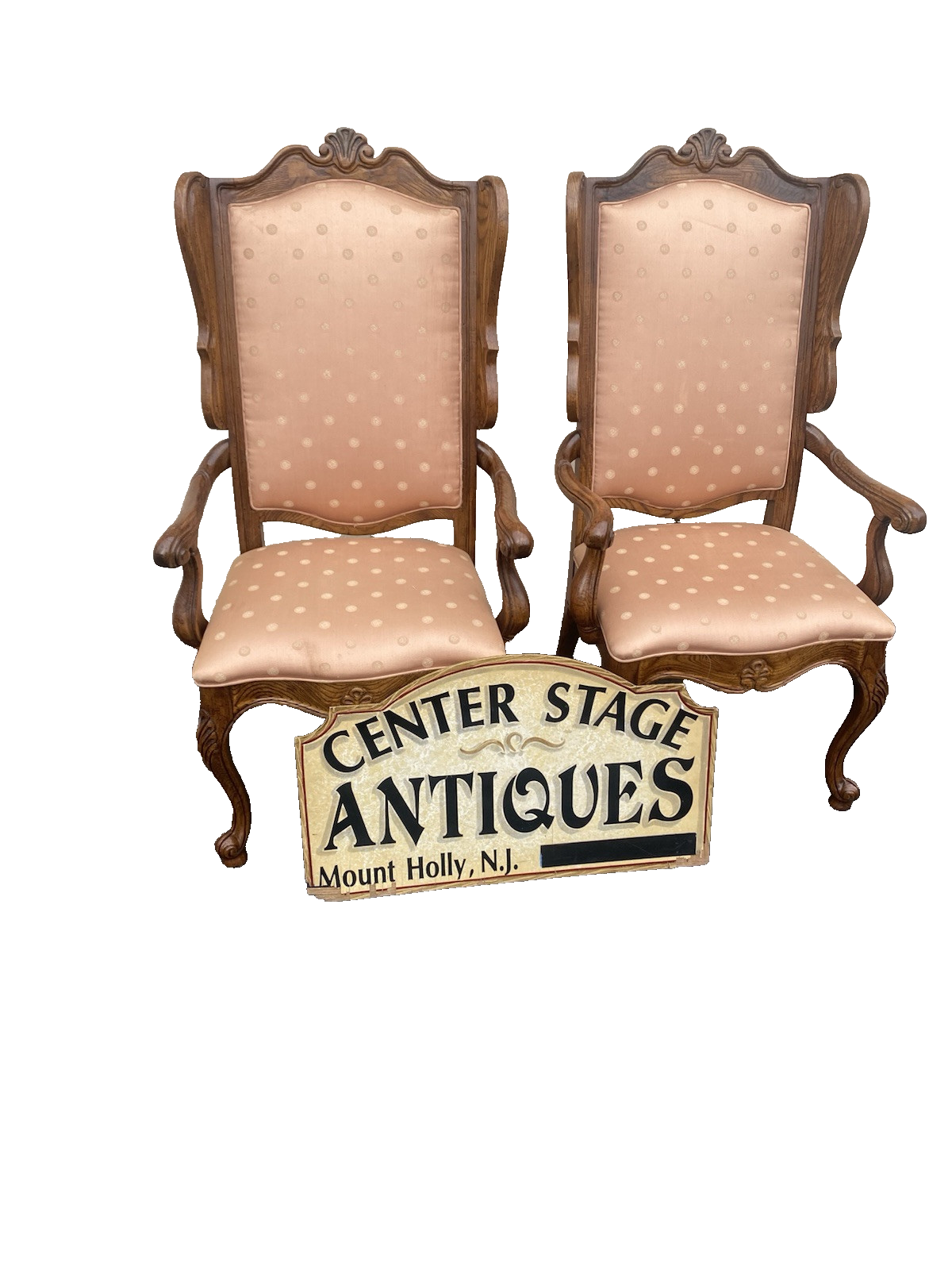 66413 Pair Oak Louis XV  Bergere Armchair Chair s
