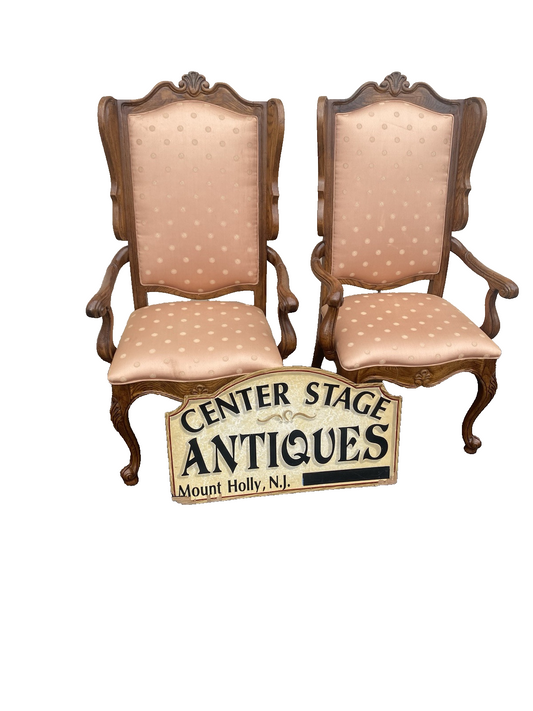 66413 Pair Oak Louis XV  Bergere Armchair Chair s