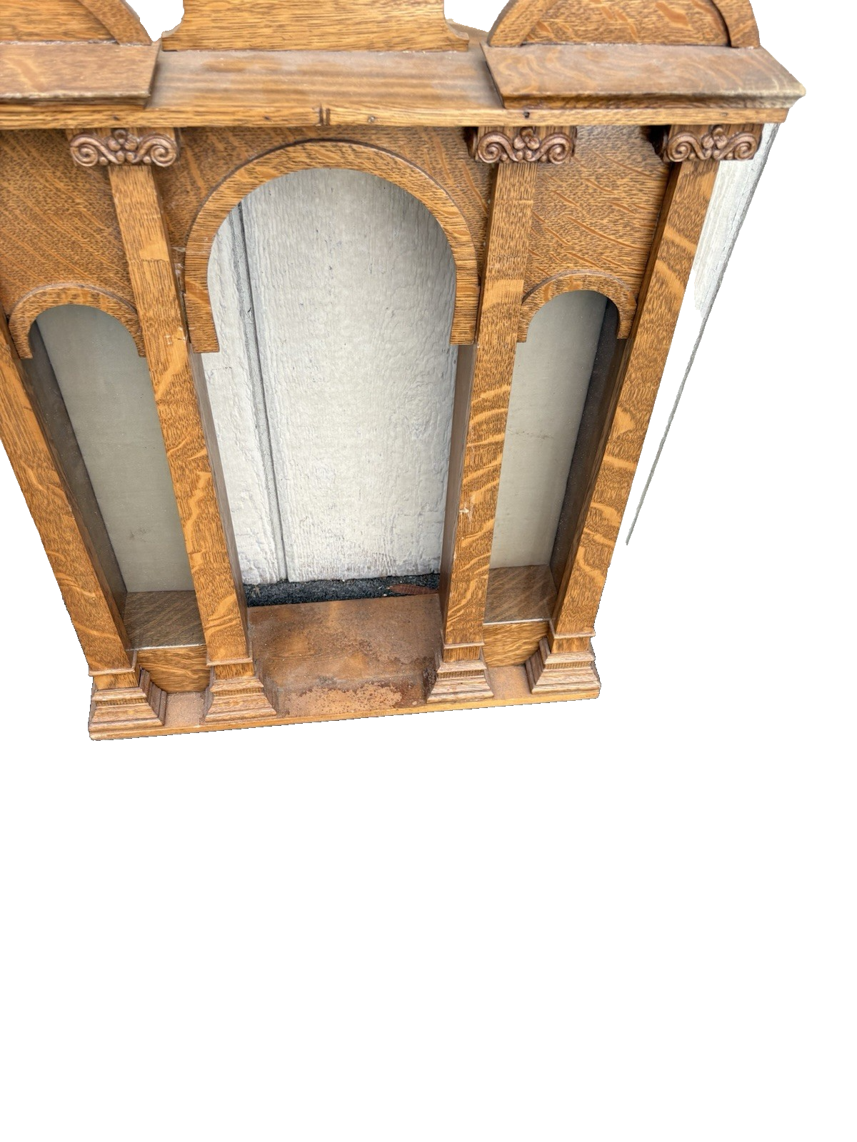 67005   Antique Oak Whatnot Wall Shelf Curio