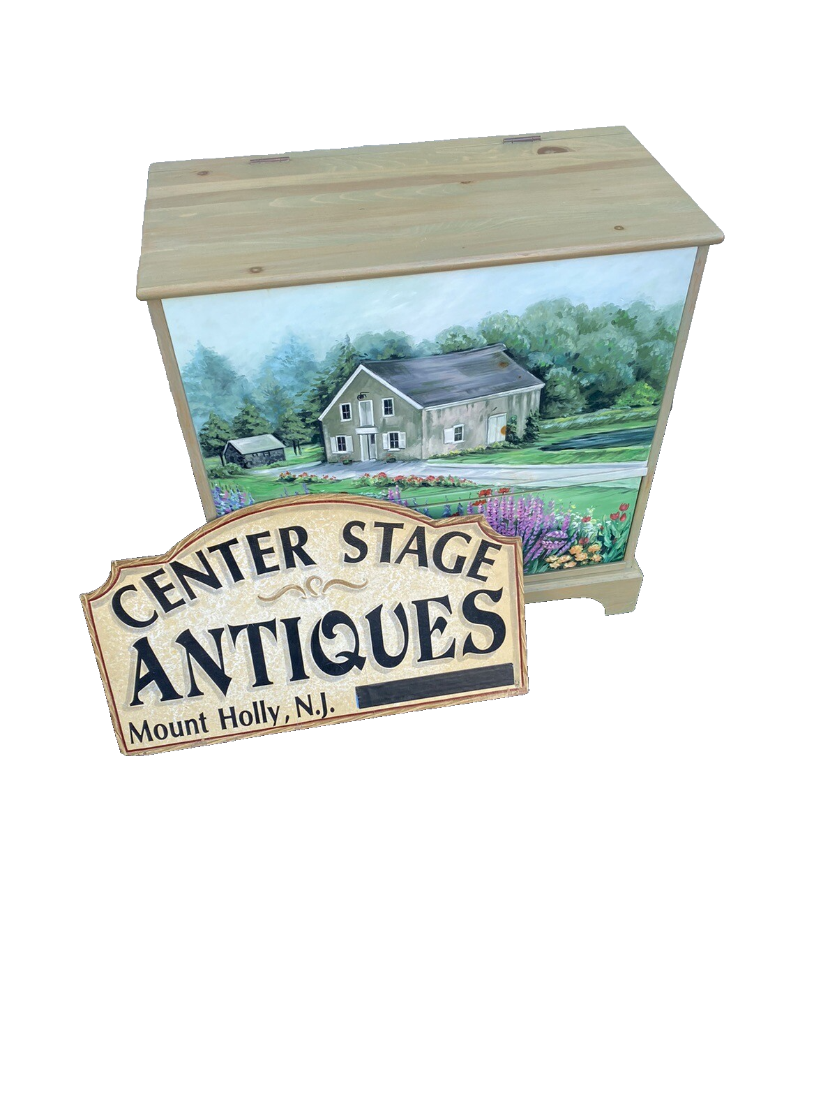 65085 Hand Painted Artist Signed Blanket Storage Chest w/ Drawer