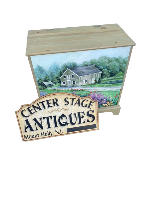 65085 Hand Painted Artist Signed Blanket Storage Chest w/ Drawer