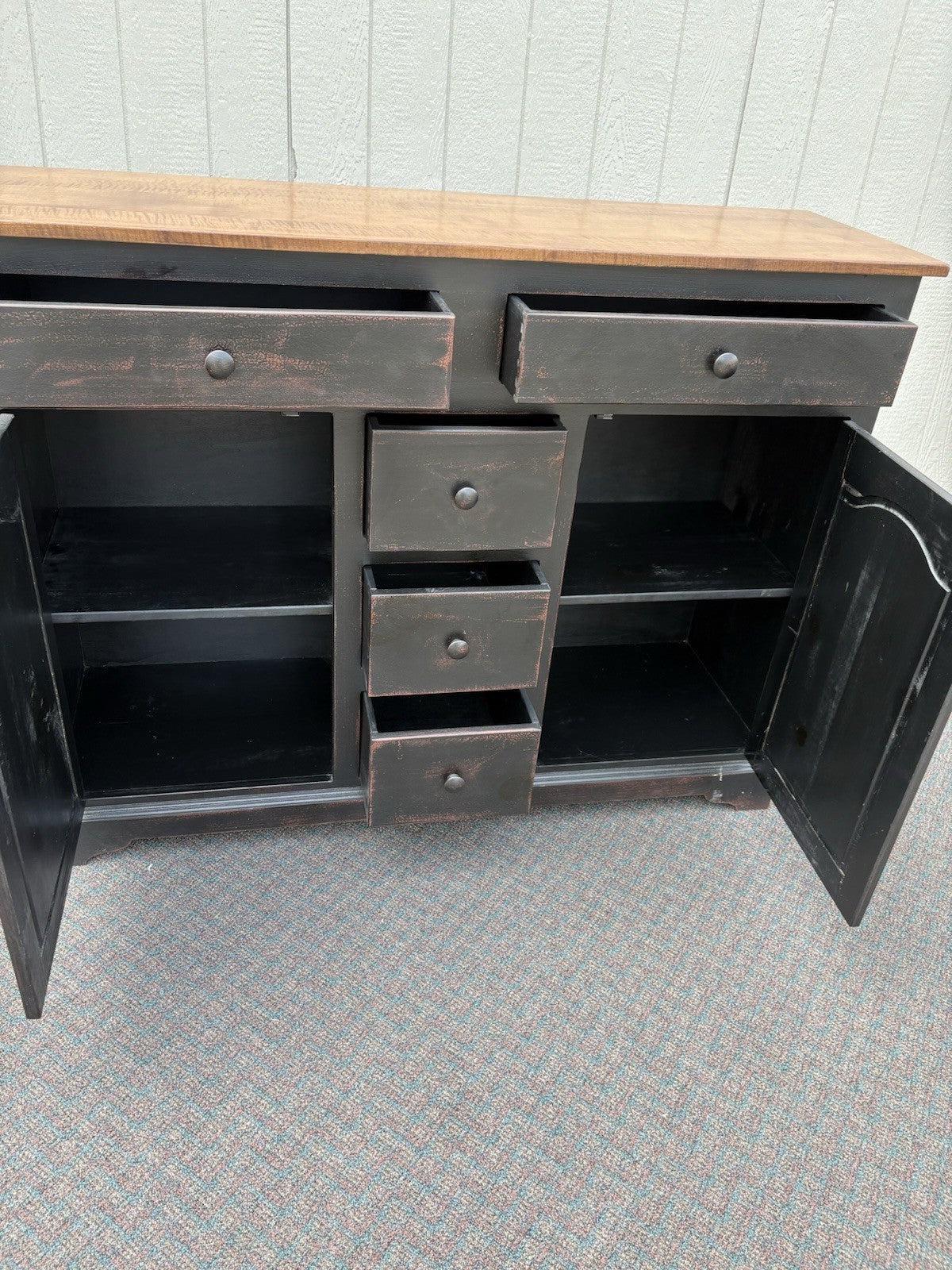 66928  Ebony  Modern  Buffet Sideboard Cabinet