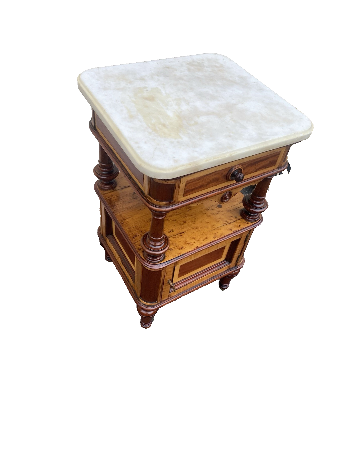 66433   Marble Top Nightstand End Table Stand