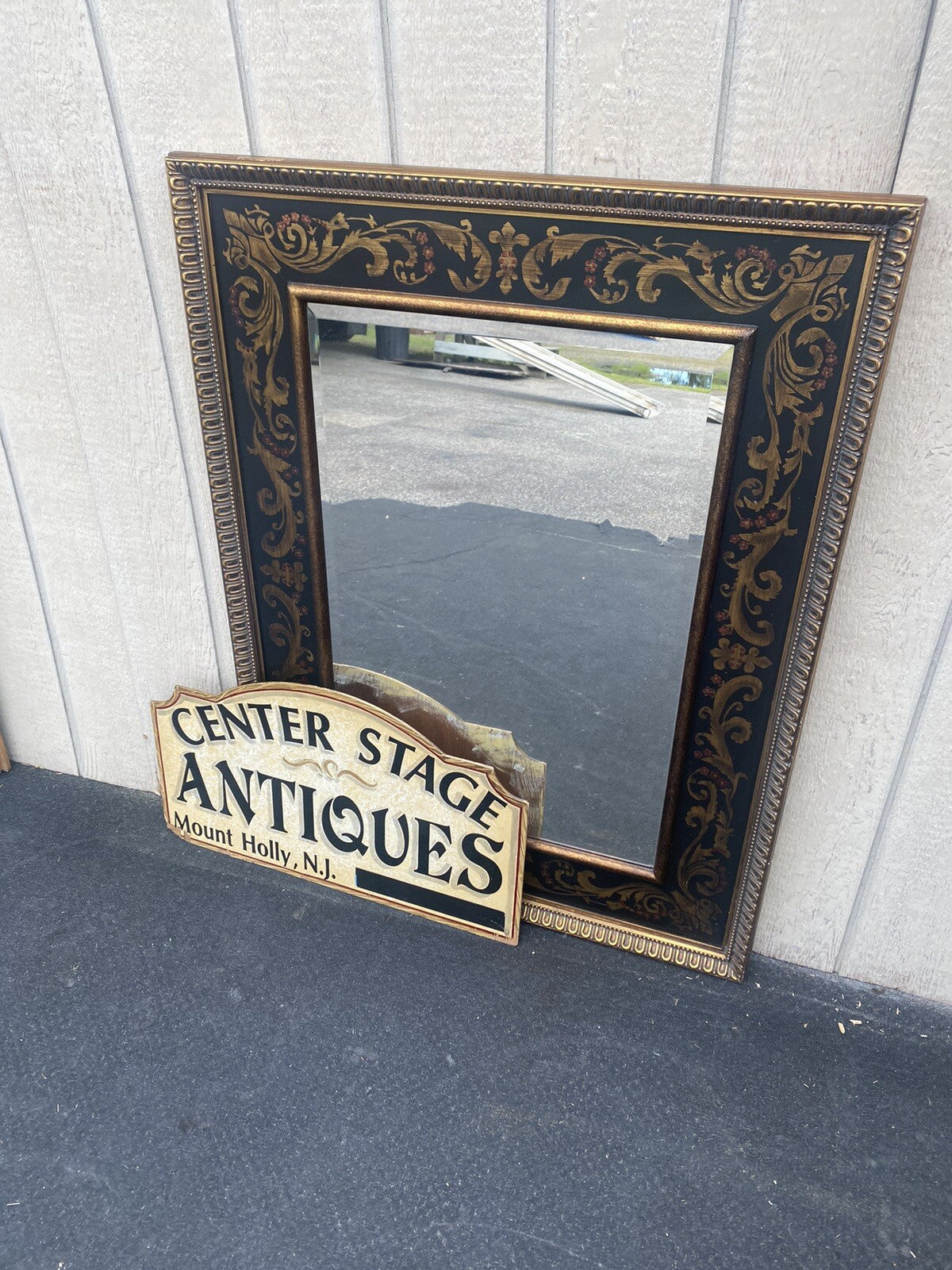65464 Decorator Ebony Accent Mirror in Fancy Picture Frame
