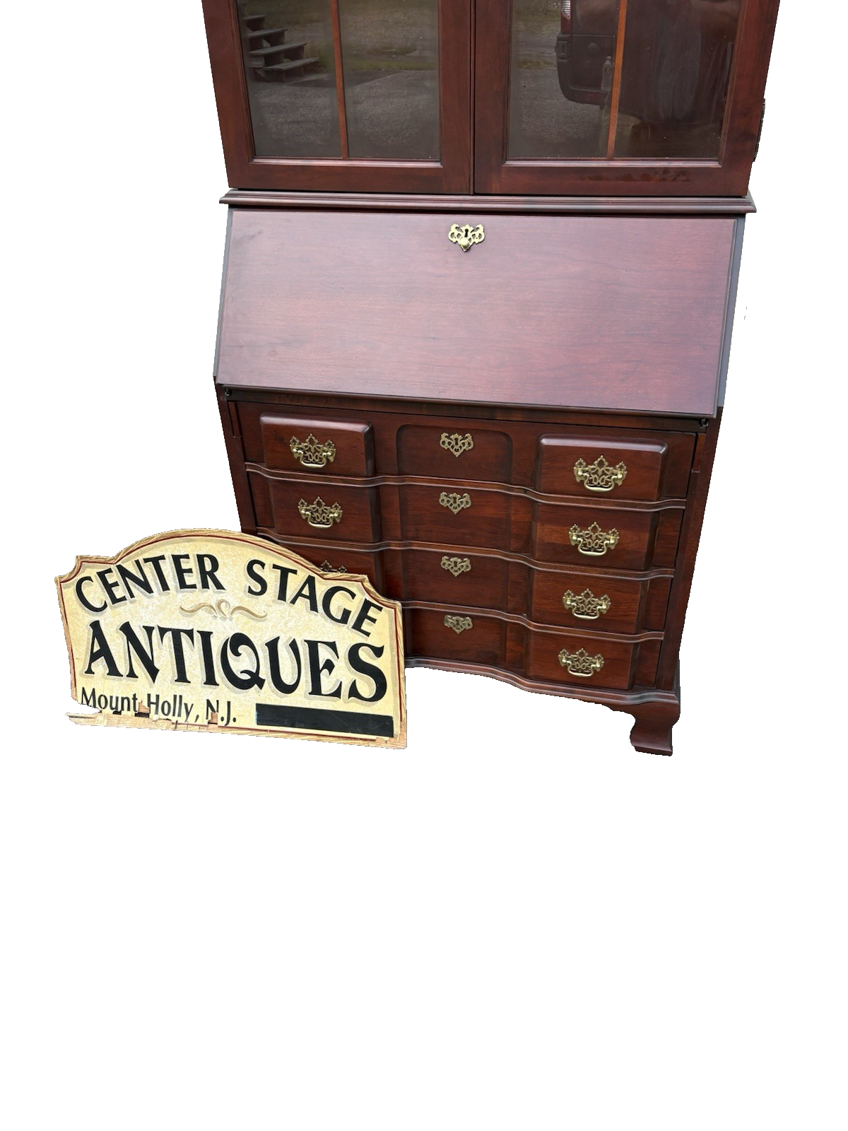 66938 Jasper Furniture Cherry Secretary Desk w/ Bookcase Top