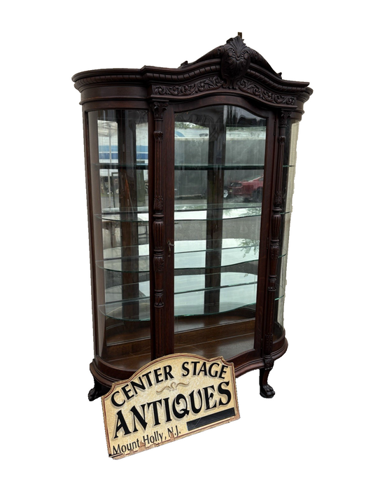 66105  Quality Antique Victorian Oak Curio China Cabinet