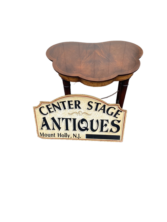 65640 Quality Mahogany Custom Made  Clover Shaped Lamp Table Stand