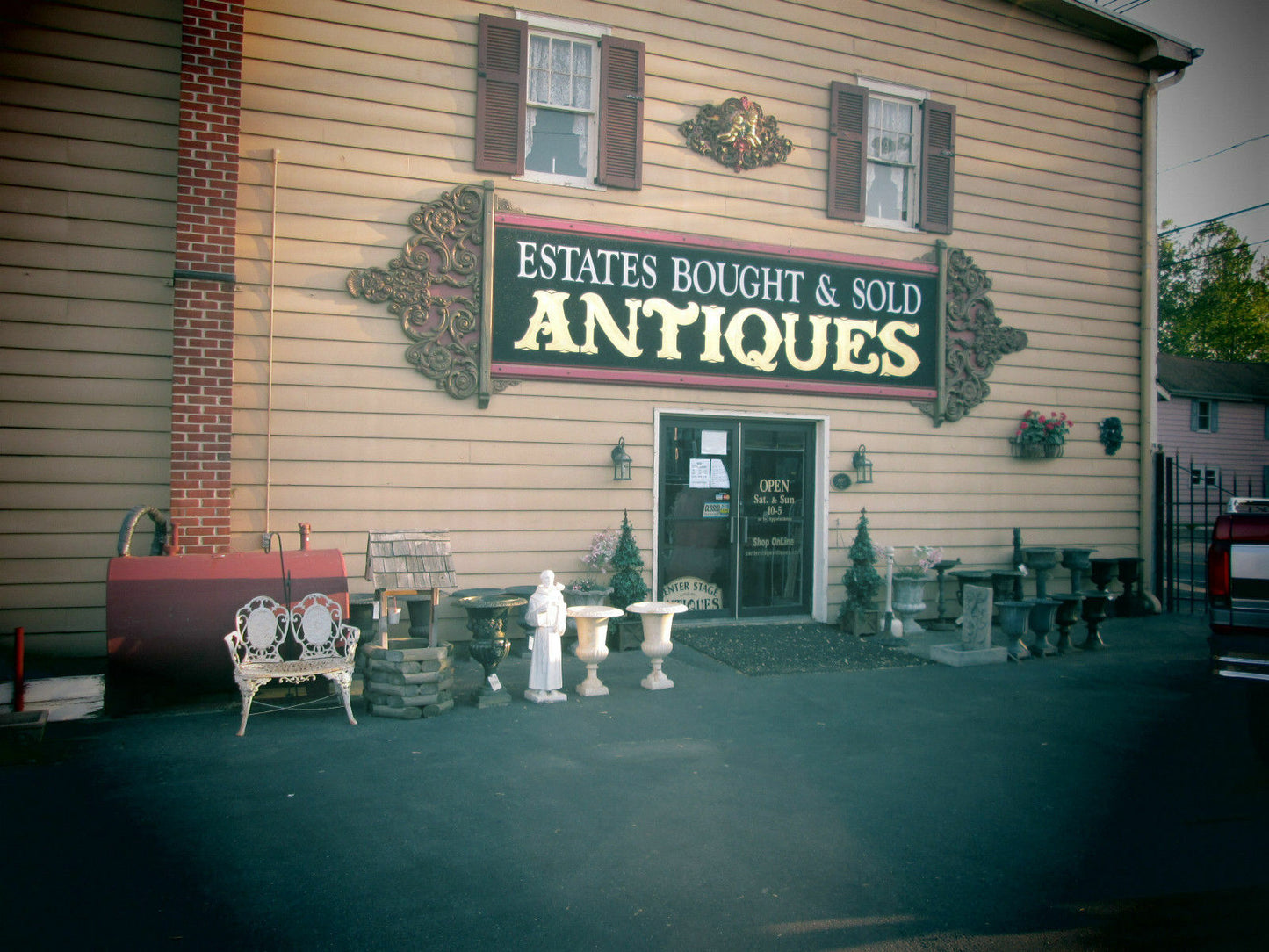ART-WN  WALLACE NUTTING "The Swimming Pool" HAND TINTED SIGNED FRAMED PRINT