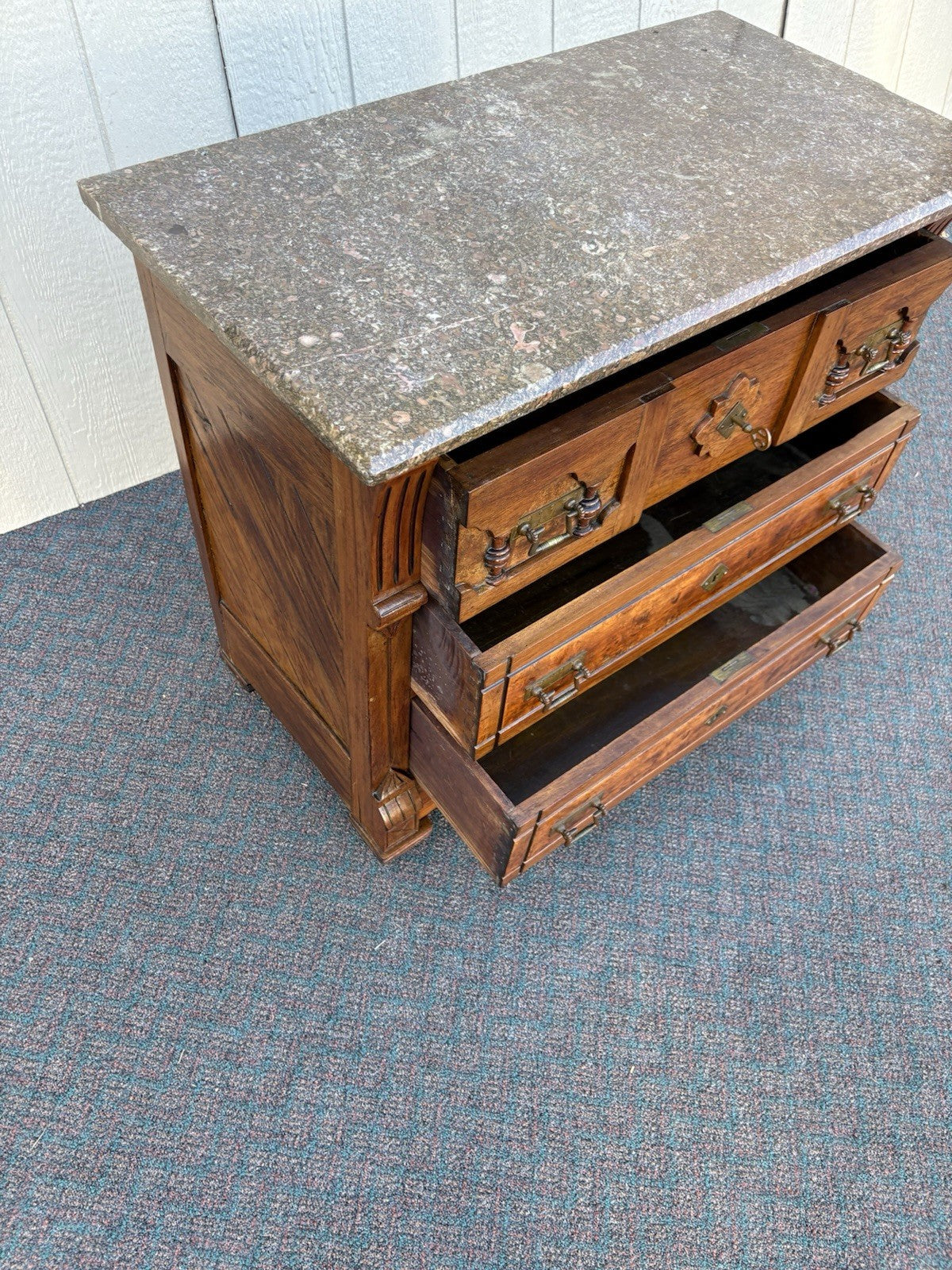 67115 Antique Victorian Walnut Washstand Dresser Chest