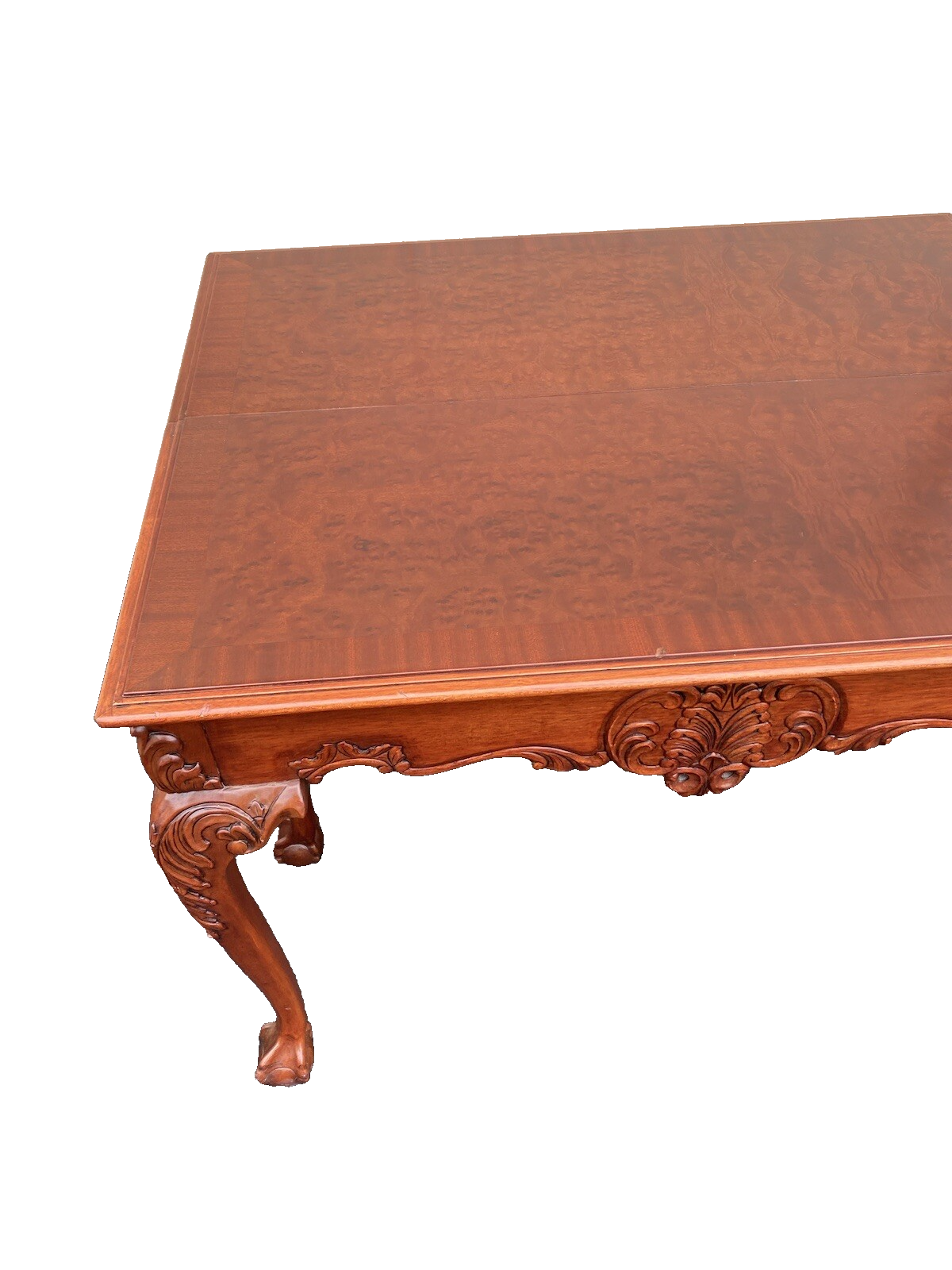 64531 Banded Mahogany  Ball And Claw Foot Carved Flip Top Game ? Dining  Table