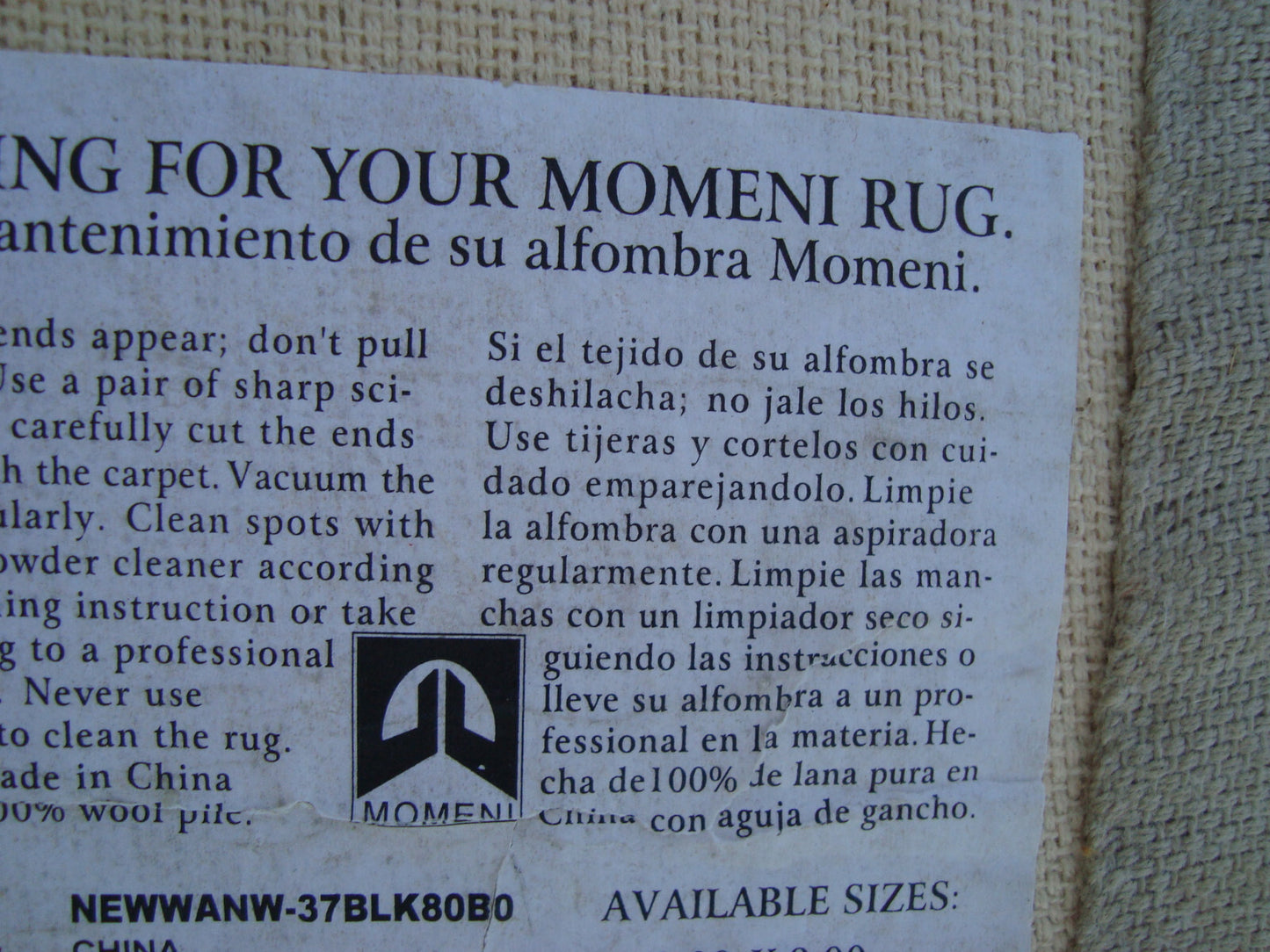 Rug 206 Large NEWWANW 37 BLK80BO  Modern Machine Made Wool Rug SIZE  8' x 11'