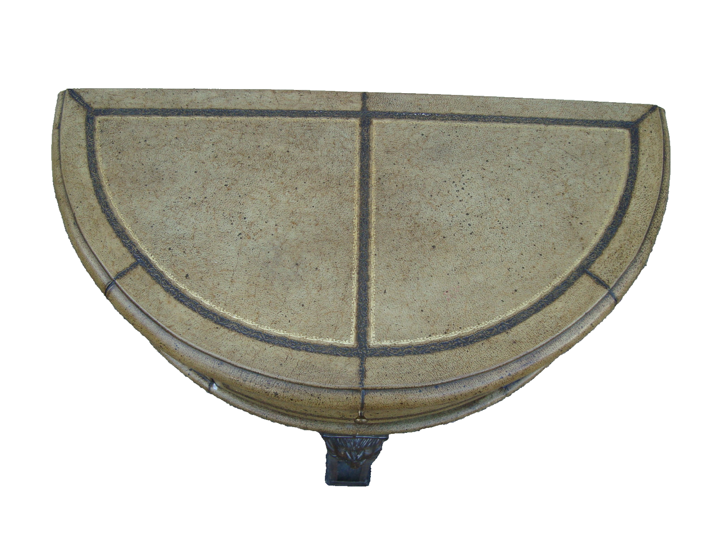 60439  Fancy Decorator Half Moon Console Table with Iron Figural base + Drawer