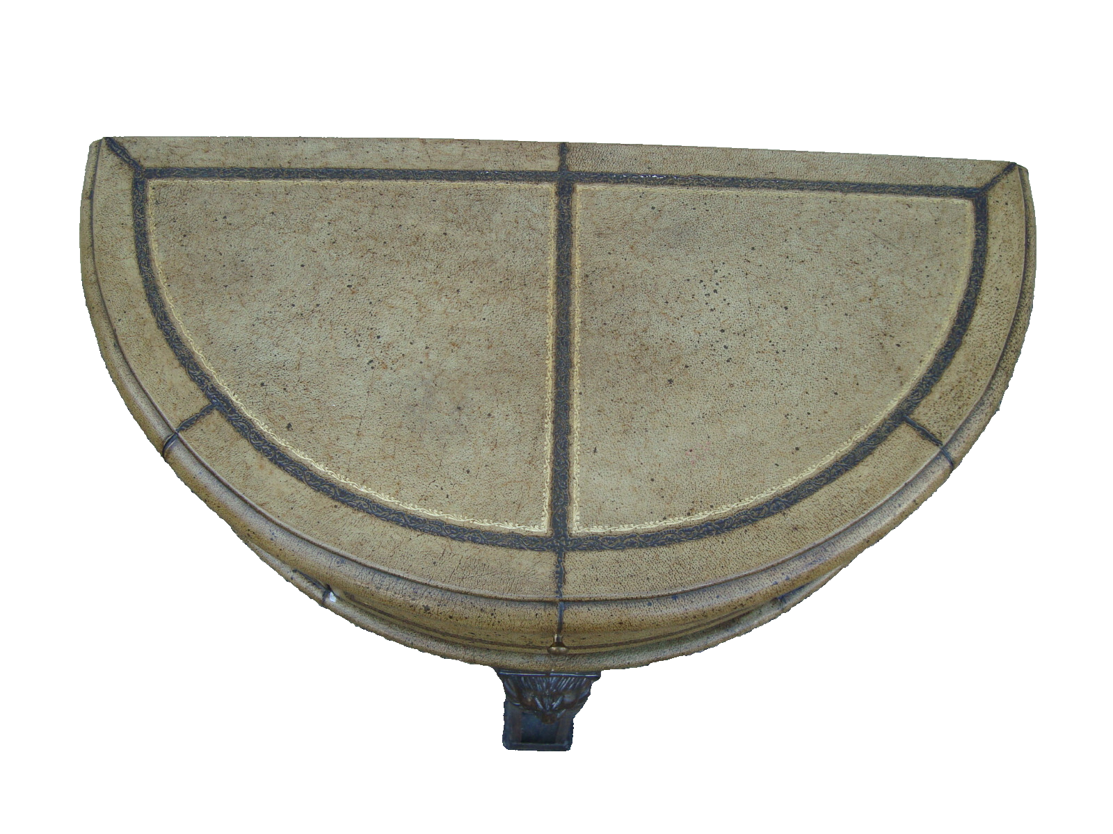 60439  Fancy Decorator Half Moon Console Table with Iron Figural base + Drawer