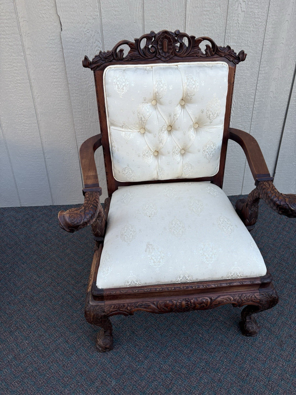 67096 Custom Hand Carved Figural Armchair Chair