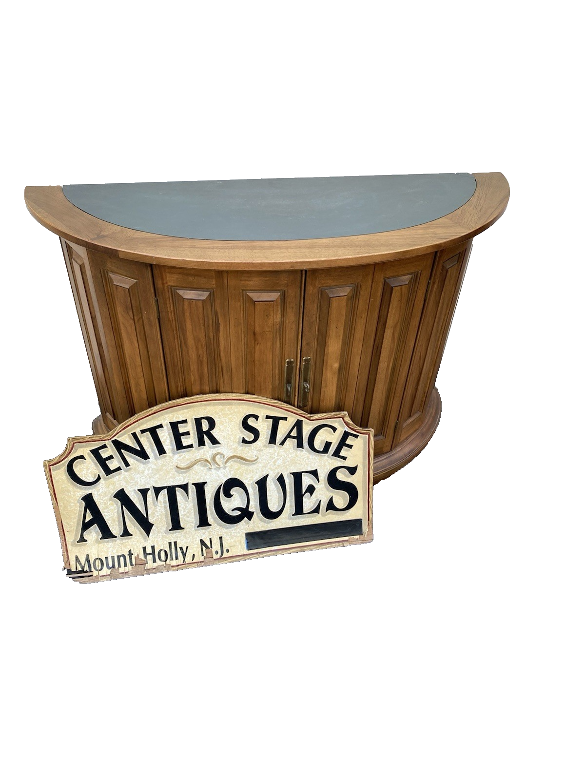 66619 Modern Half Round Decorator Cabinet Console Stand